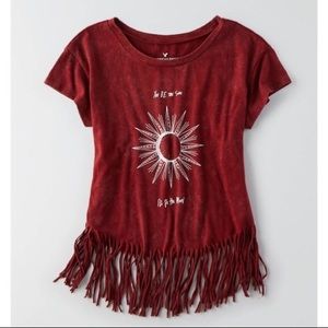 A&E Fringe Crop Top Tee